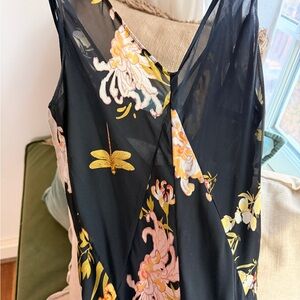 Incredibly flattering black maxi dress with Yellow and coral Floral Accent